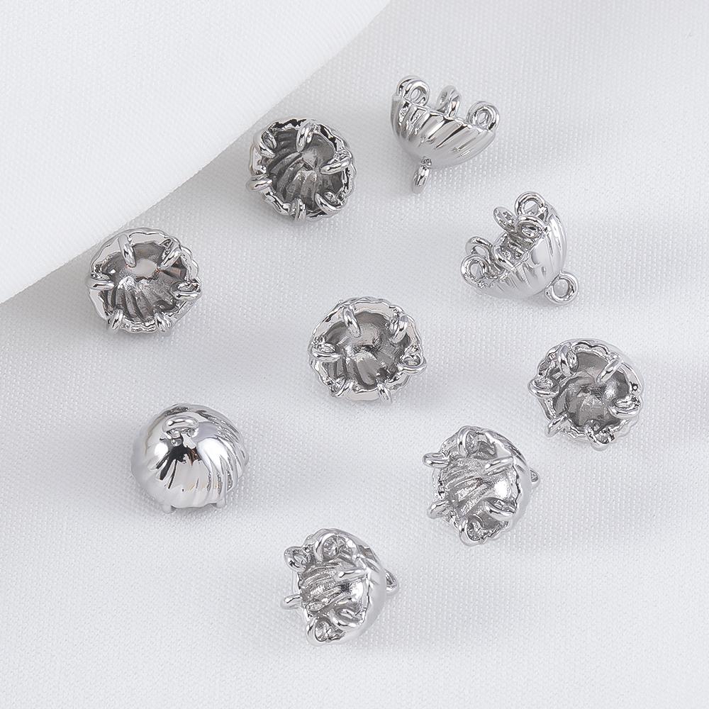 

5/10Pcs 18K Gold Plated 8.8mm DIY Tassel Earrings Hair Accessories Brass Jellyfish Shape Beads Caps for Jewelry Making Supplies 5pcs 8.8mm