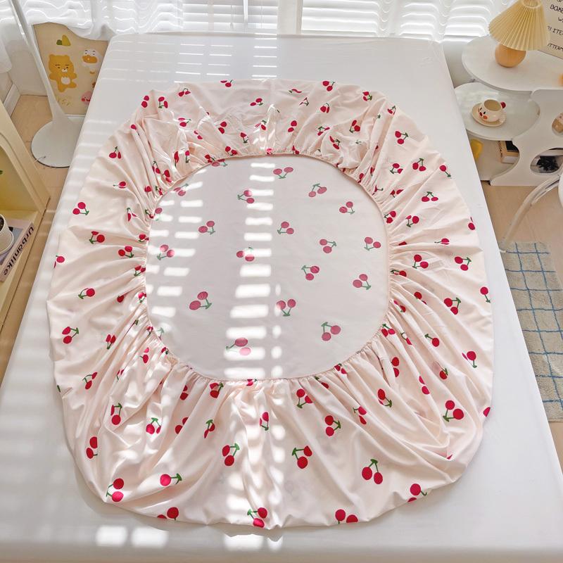 2025 New Cherry Fitted Sheet Skin-friendly Aloe Vera Cotton Washed Cotton Bed Sheet For Girls