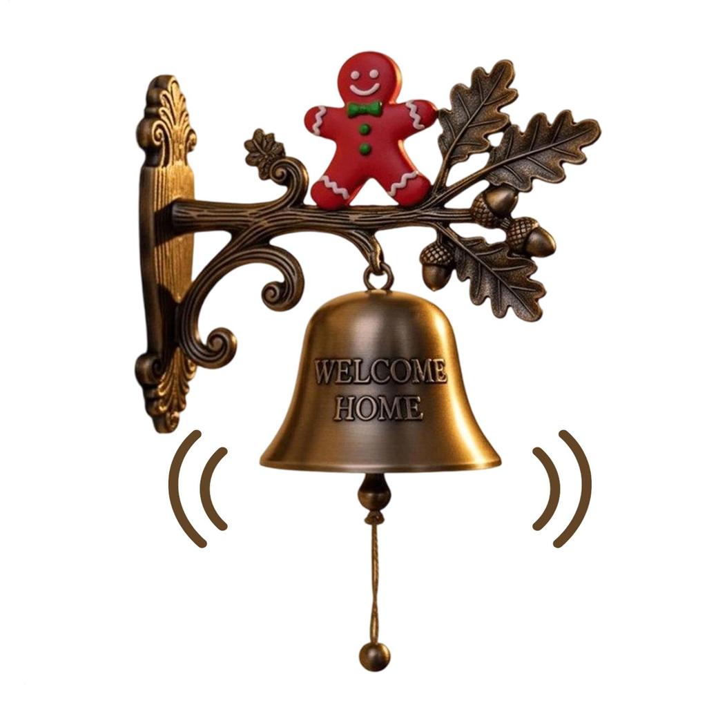 Christmas themed wel-come home bell, Santa Claus reindeer welcome doorbell, outdoor retro hanging bell, farmhouse garden decor