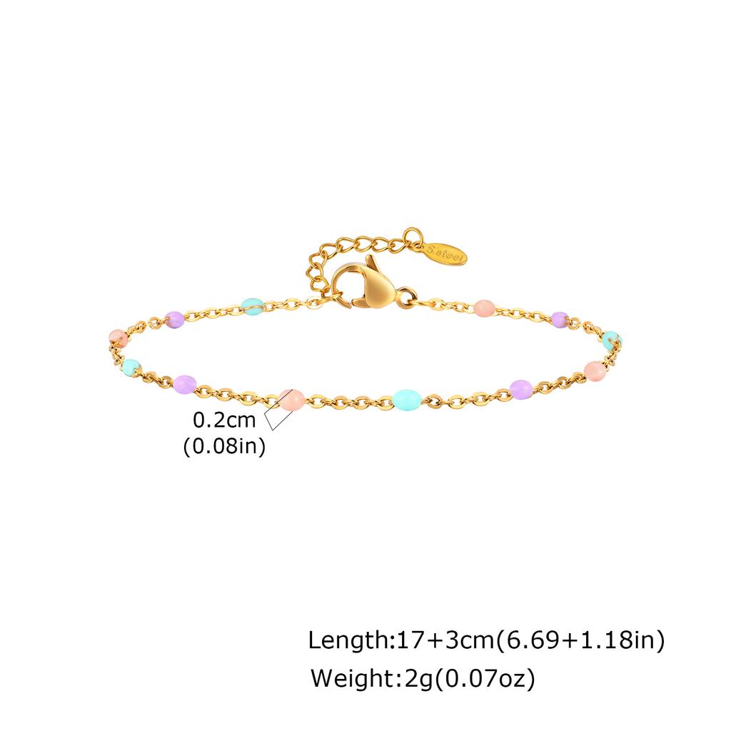 Chic Beads Link Cable Chain Bracelets Colorful Chains Bracelet for Women Waterproof Wrist Jewelry Gifts