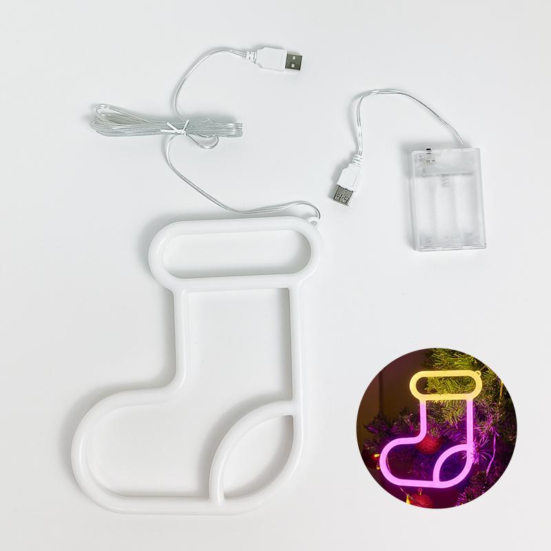 

Рождественский сапог Светодиодные неоновые вывески Огни, Питание от USB/батареи Атмосферное освещение, для вечеринки, праздника, стены, рождественской елки, домашнего декора