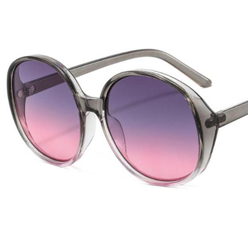 Модные Солнцезащитные Очки Конфетного Цвета Анти-УФ Очки Оверсайз Рамка Очки Простота Круглые Очки Google Ретро Солнцезащитные Очки as picture серый
