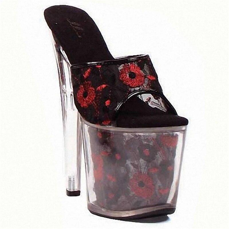 Women's Dance Platform Sandals  Shoes 20cm Heel  Ankle 10cm Platform  Sexy With Flower Rose Platform   YKC