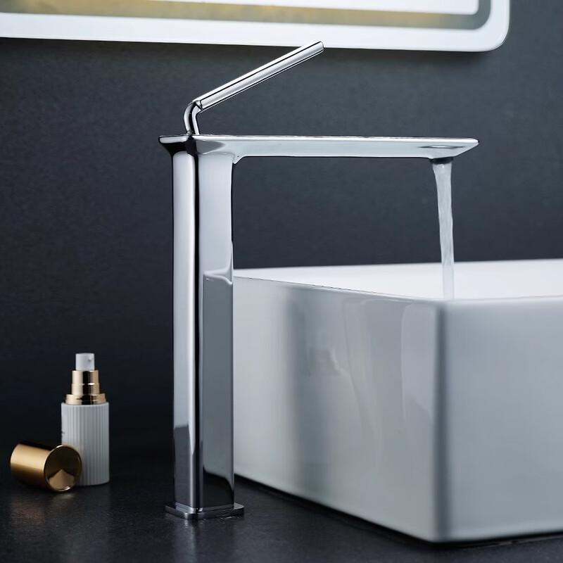 OEING Gun Grey High-Arc Single-Handle Basin Faucet