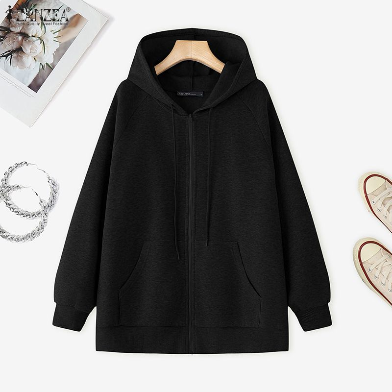 ZANZEA Damen Kapuzenpullover Lässig Langarm Herbst Kapuzen-Sweatshirts