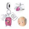 Charms Copper Luggage Airplane Passport Three-Piece Set Charm Fit Women 3Mm Original Bracelet Diy Fine Jewelry Gift