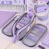 3 Compartment Pouch Double Side Opened Student Stationery Desk Organizer School Supplies Kawaii Pencil Case Large Space Storage