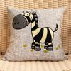 Cotton and Linen Cartoon Towel Embroidered Pillow Case Animal Pattern Children's Room Decorative Cushion Bedside Pillow