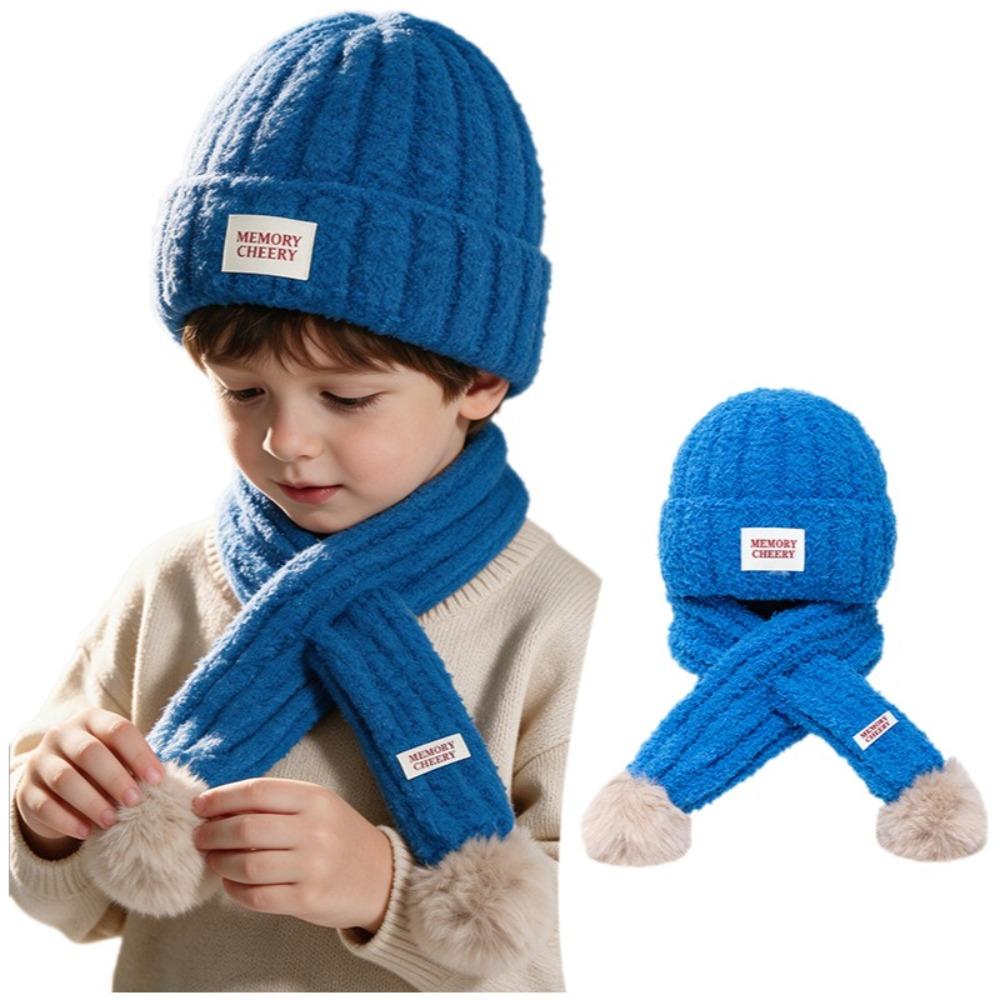 Knitted Kids Hat Scarf Set Soft Baby Beanie Hat New Children Winter Hat  Cold Weather Accessories