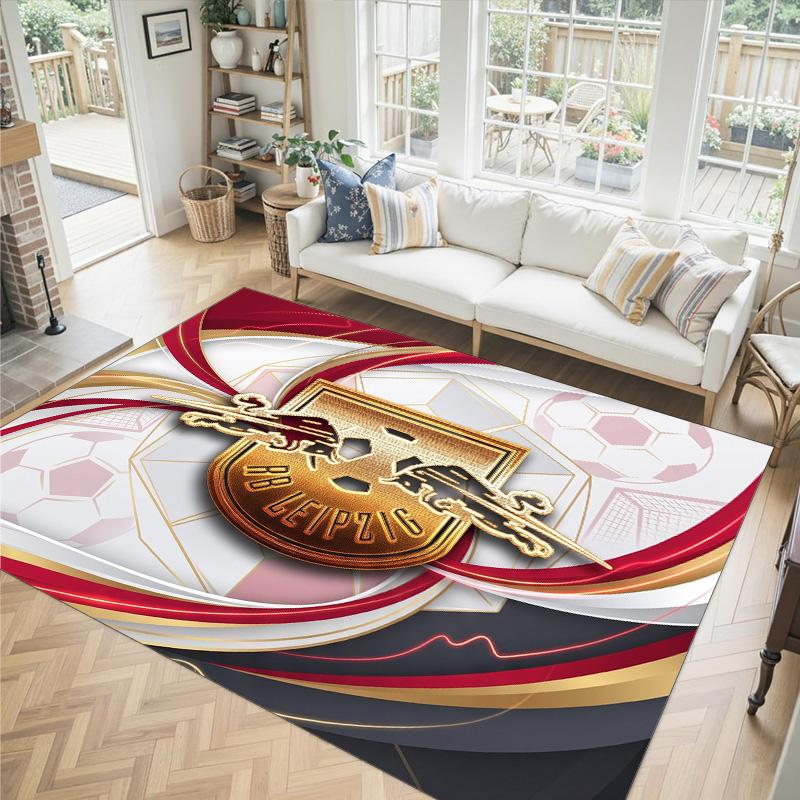 Tappeto in Velluto di Cristallo Design Calcio RB Leipzig Accogliente Non?Tappeto Stampato Antiscivolo per Camera da Letto Soggiorno Ingresso
