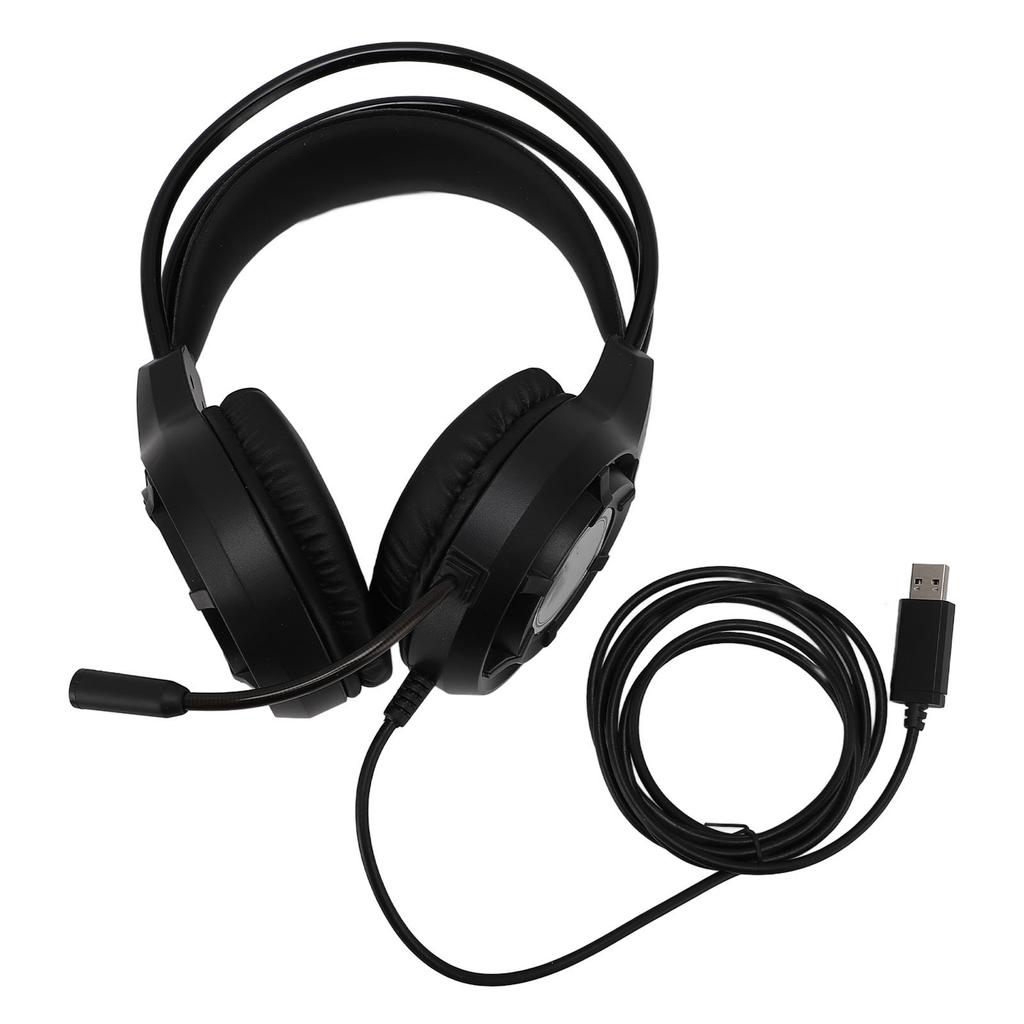 USB Gaming Headset Computer Headphones with Microphone RGB Light Wired Headphones for Laptop