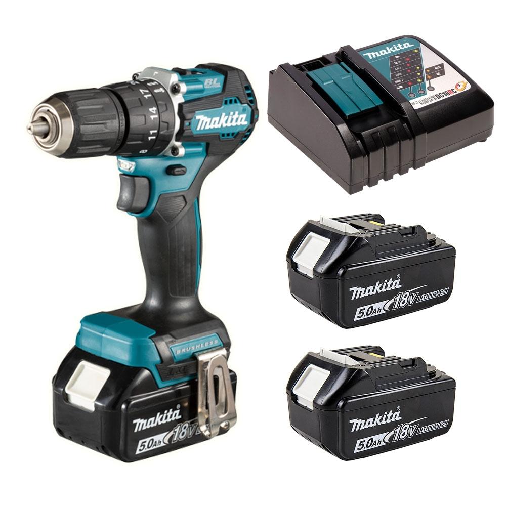 

[18 В] Аккумуляторная ударная дрель Makida DHP487RTE [5,0 Ач, набор из 2 шт.]