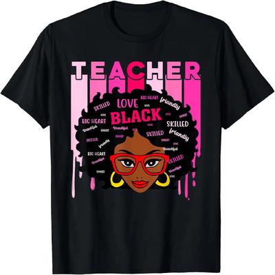 Black Smart Teacher Afro Love   Month T-Shirt