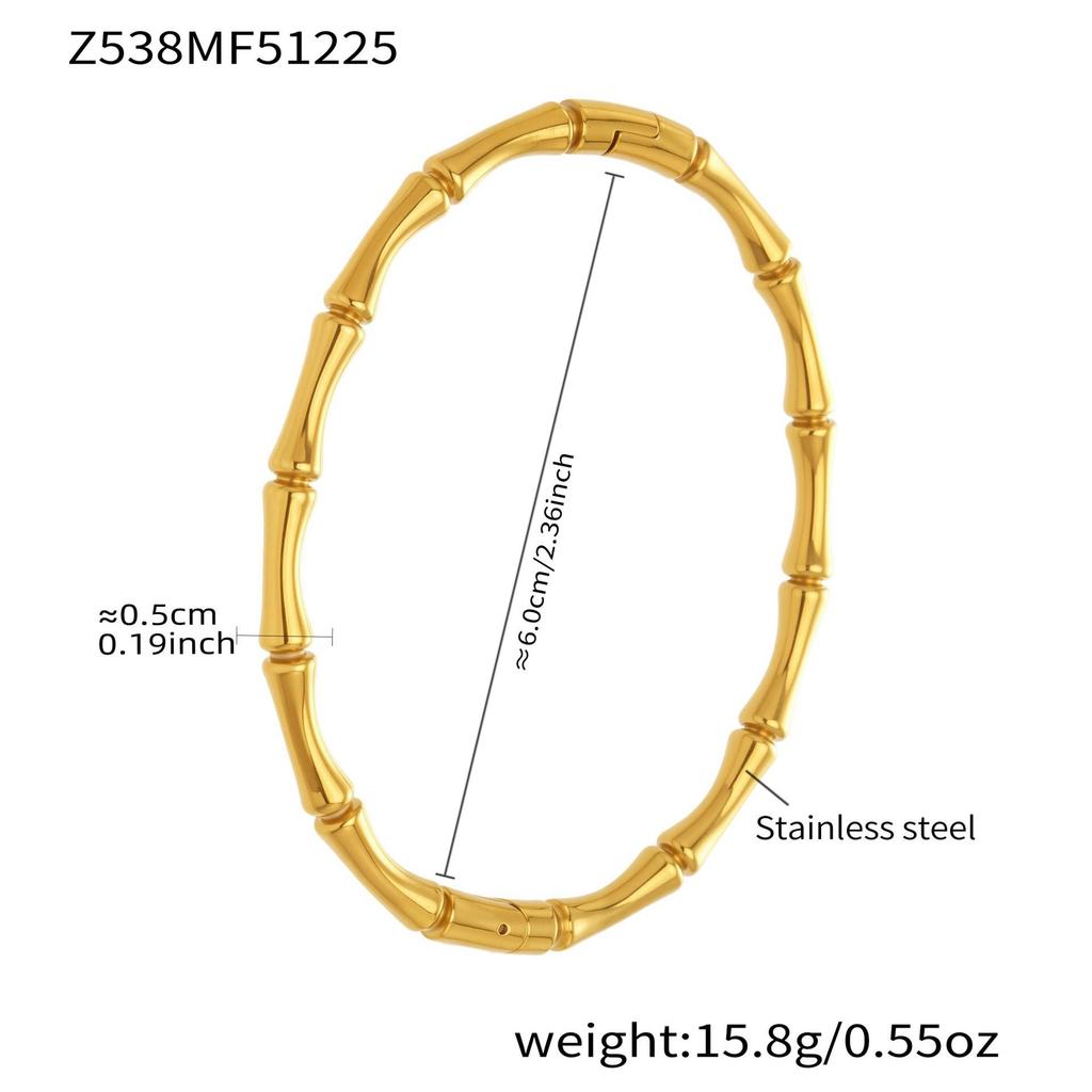 18k Gold-Plated Zircon Bamboo Bracelet Set: Geometric, European & American Style