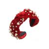 Nail Pearl Head Hoop Solid Color Baroque Headband Vintage Rhinestone Pearl Hairband  Adult