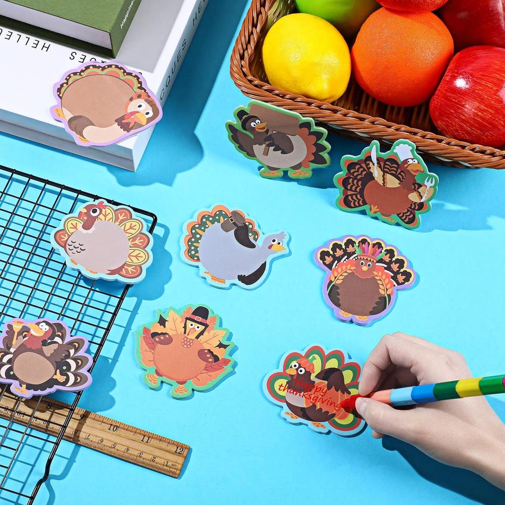 45 Pads 900 Sheets Thanksgiving Sticky Notes Turkey Self Sticky Memo Pads Adhesive Cute Sticky Notes Self Stick Pads for Office School Classroom