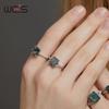 WES   CopperNatural Moss Agate Rings 7x9mm Leaf Branch Engagement Ring Boho Forest Unique Jewelry Gift for Women