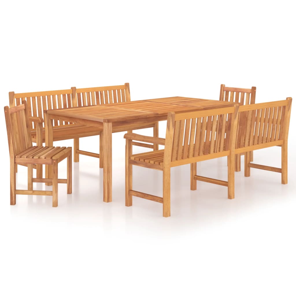 5 Piece Garden Dining Set Solid Teak Wood