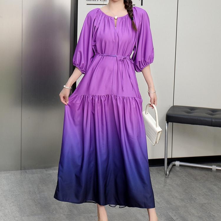 

Модное весенне-летнее женское платье с градиентом и средними рукавами One Size фиолетовый