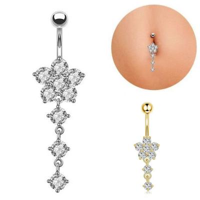 Rhinestone Flower Pendants Belly Button Ring Body Piercing Jewelry Party Decoration