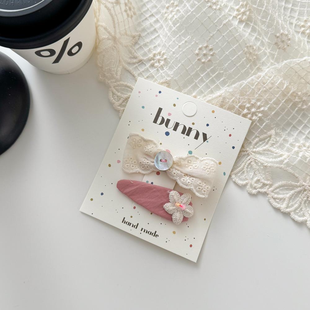 Floral Lace Bow Hairpin Pearl Love BB Clip Sweet Cute Children's Bangs Side Clip Headwear Girls Kids Hair Accessories