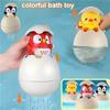 Shower Toys - Cute Duckling & Penguin Egg Toys with Water Spray for Bath Time Fun,Playful Design|Soft Plastic Toy, Shower Gifts