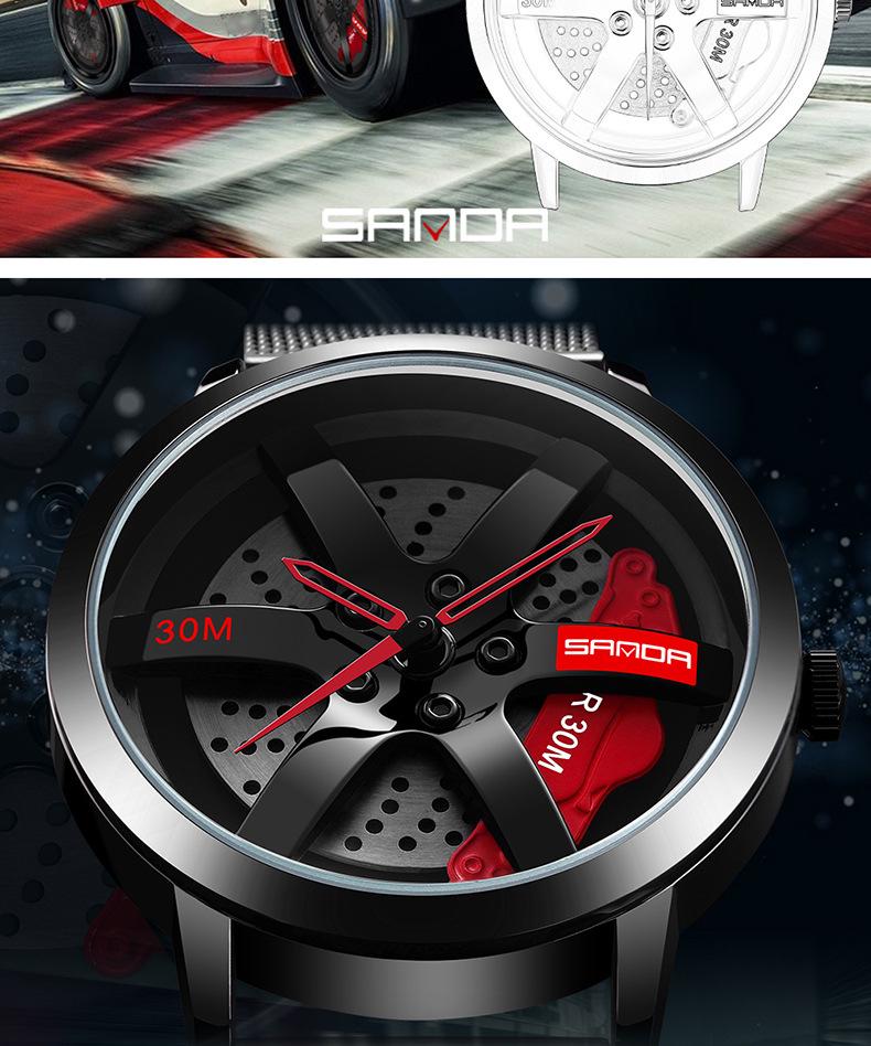 Sanda Men's Trendy Skeleton Dial Quartz Watch - Waterproof and Stylish Casual Wristwatch