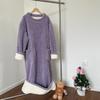 Coral Fleece Jacquard Nightgown Winter Pajamas Warm Homewear Nightdress