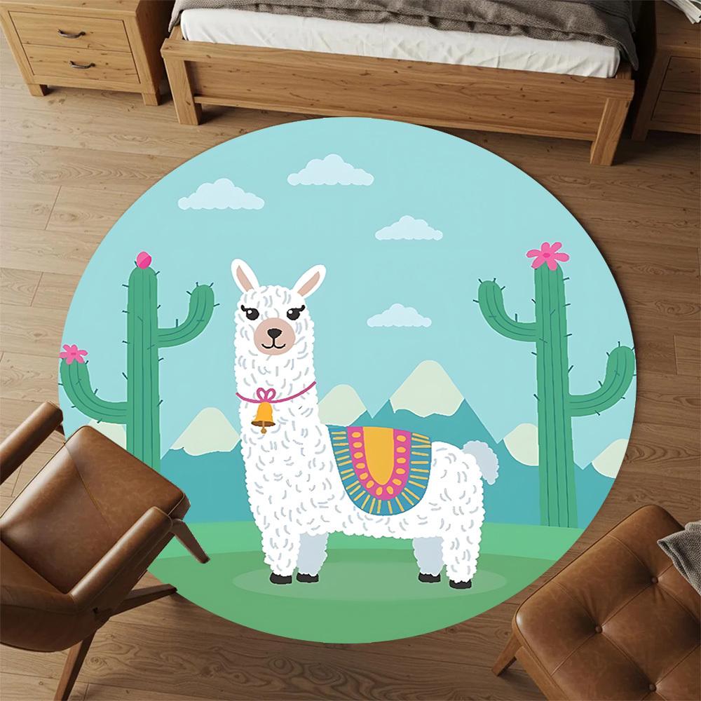 1pc llama cactus Round Chair mat Area Rug - Non-Slip, Floor Mat for Office, Bedroom, and Indoor Decor c1125390