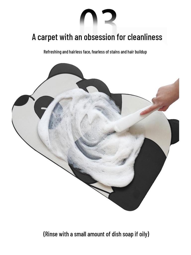 Panda Cartoon Rutschfeste Saugfähige Kieselgur Badezimmer Türvorlegematte