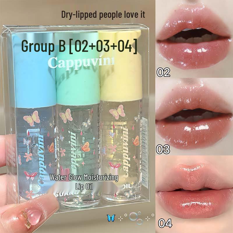 CAPPVINI Water-Glow Lip Oil Set: Hydrating & Softening Lip Care for Students