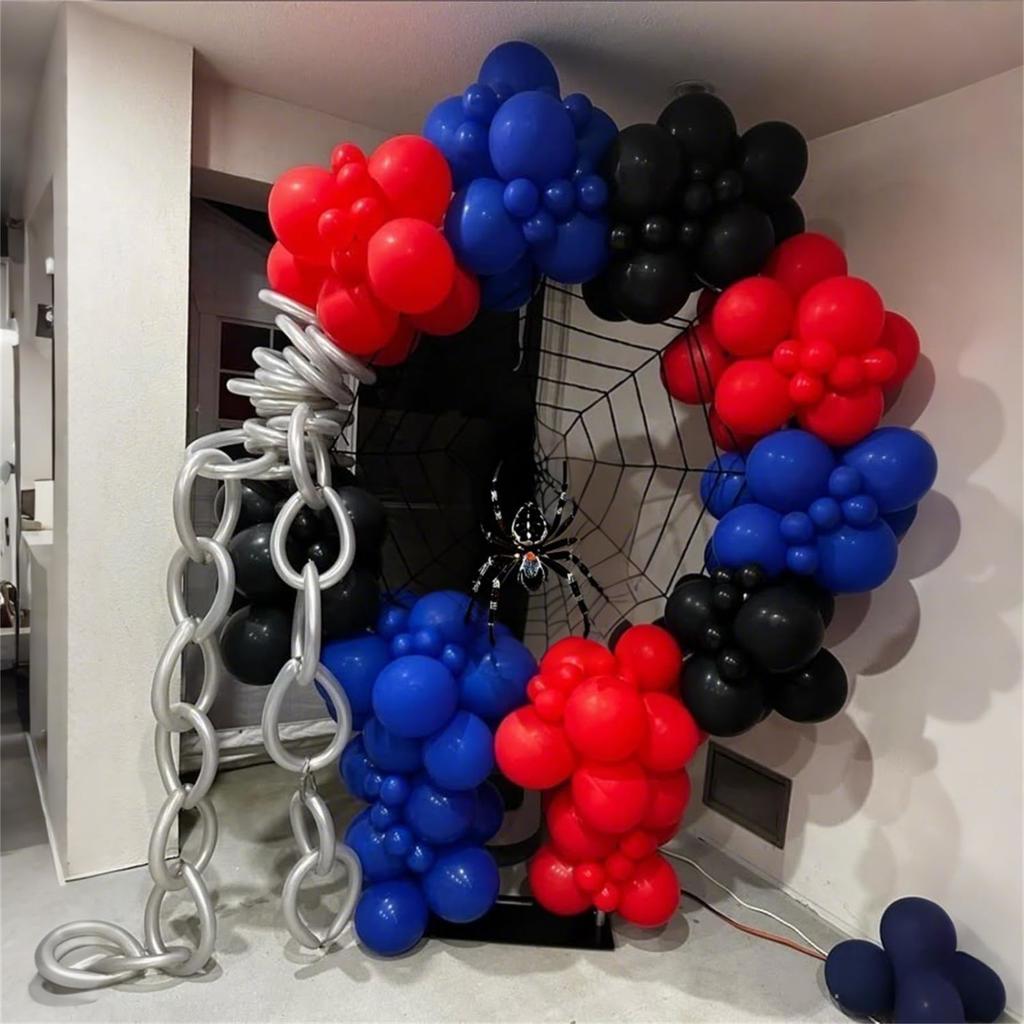 Red and Blue Themed Latex Balloon Children's Birthday Party Scene Decoration