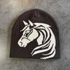 Pony Pattern Wool Beanie With Warmth And Foldable Design For Autumn Winter Fashion