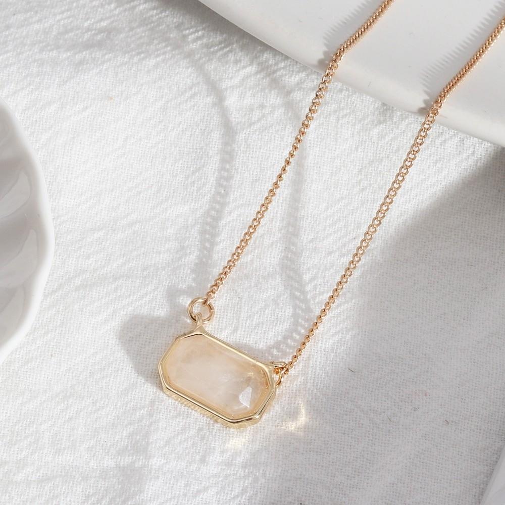 

Square Pendant Semi Stone Choker Natural Stone Square Pendant Raw Gemstone Necklace Meditation белый
