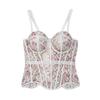 Women Floral Print Bralette Corset Top Spaghetti Strap Sweetheart Neckline Lace Up Bustier Summer Tank Top