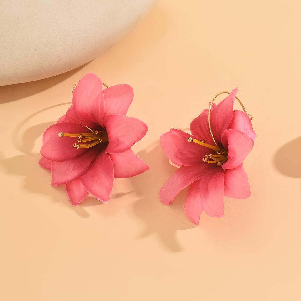 Simulation flower earrings temperament less heart flower earrings