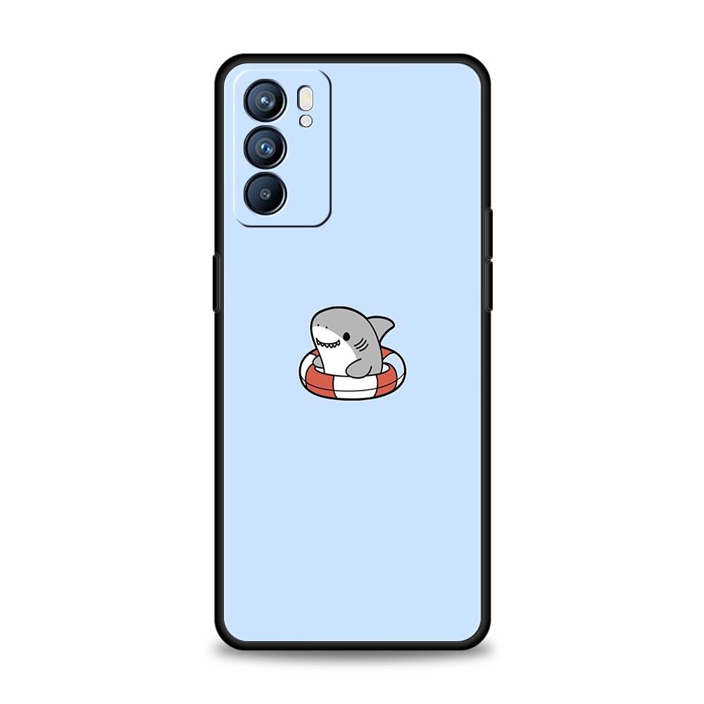 Seaside Sharks Pattern Phone Case For Oppo A17 A31 A54 A57 A78 A79 A98 Find X5 X6 Reno 6 7 8 10 11 12 13 F Pro 5G Soft TPU Cover