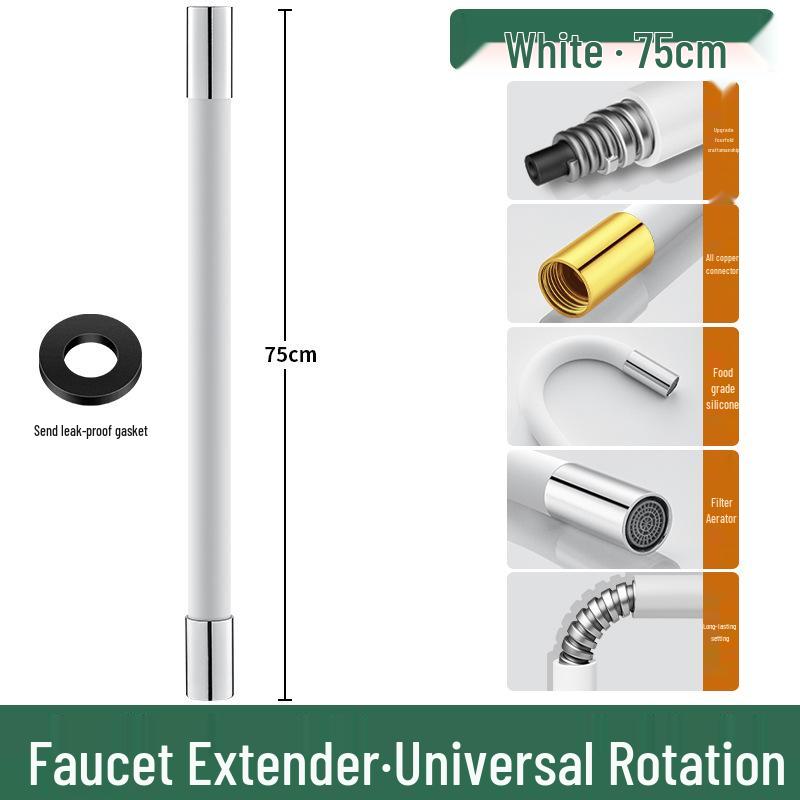 Univerzální měděná prodlužovací trubka k baterii s otočnou měkkou hadicí proti stříkání