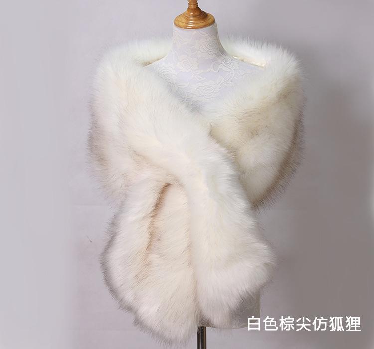 Autunno Inverno di Alta Qualità Lungo Nuovo Pelliccia Sintetica Capelli di Volpe Abito da Sposa da Sera Ispessito Scialle Grande Mantella sciarpa Sciarpa da Donna