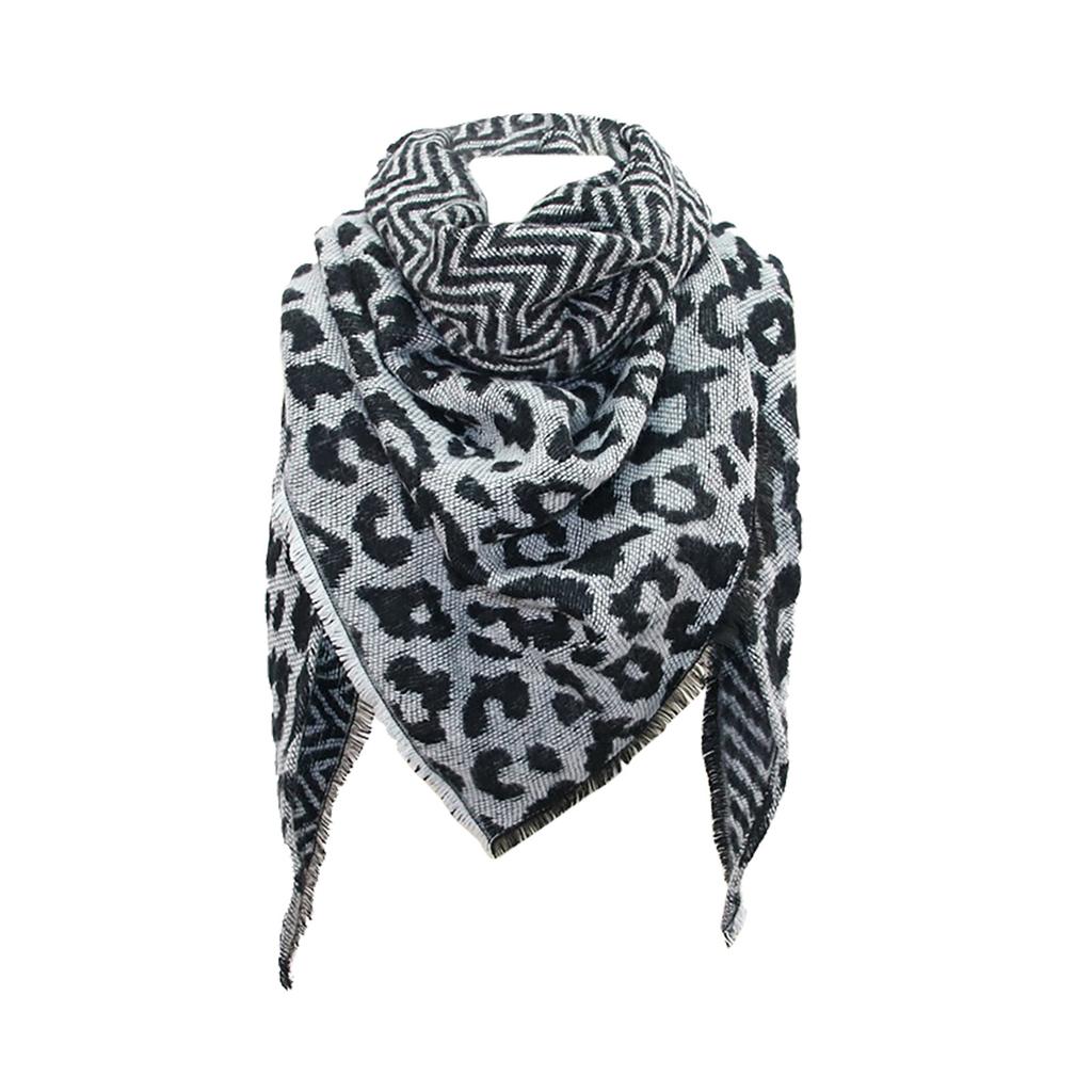 Ladies Leopard Print Imitation Cashmere Shawl Long Scarf 140x140x190cm