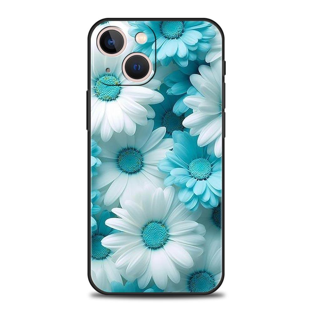 Beauty Flowers Leaves Luxury Phone Case For iPhone 13 15 14 12 Mini 11 Pro MAX XR X SE XS 7 8 Plus Silicone Protection Cover