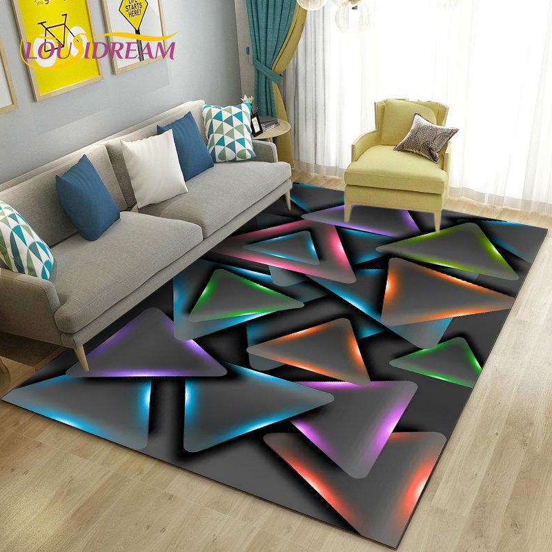 3D Abstract Geometric Optical Area Rug,Carpet Rug for Living Room Bedroom Sofa Doormat Kitchen Decoration,Kid Non-slip Floor Mat