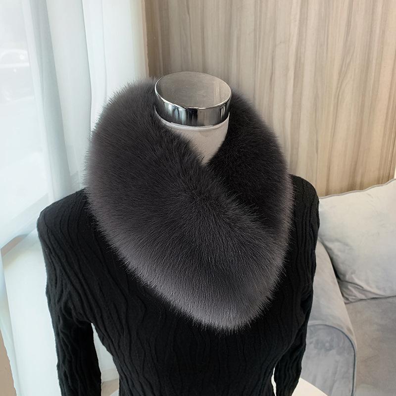 

Жіноча шкіряна зимова тепла потовщена суцільнокольоровий хутряний захисний чохол для шиї