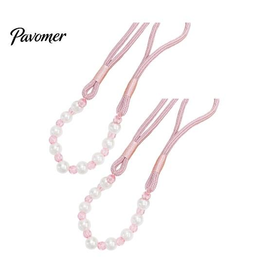 Non-damaging Curtain Holders 2Pcs Tiebacks with Pearls, Handmade Decorative Holdbacks Rope, Outdoor Farmhouse Elegant Tie Backs for Curtains,