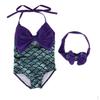 Shiny Mermaid Designed Swimsuit Bathing Suit With Headband for Girls Toddlers