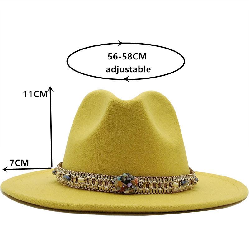 Woolen Top Hat European and American Fashion Ethnic Style Hat Flat-brimmed Big-brimmed Jazz Hat