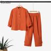ZANZEA Women 3/4 Sleeve Blouse and Harem Pants Casual Two Piece Suit Sets