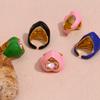 MamacitaSlay Süß und Bunt Emaille Edelstahl Herz Strass Offener Ring Party Trend Wasserdichter Schmuck Damengeschenk