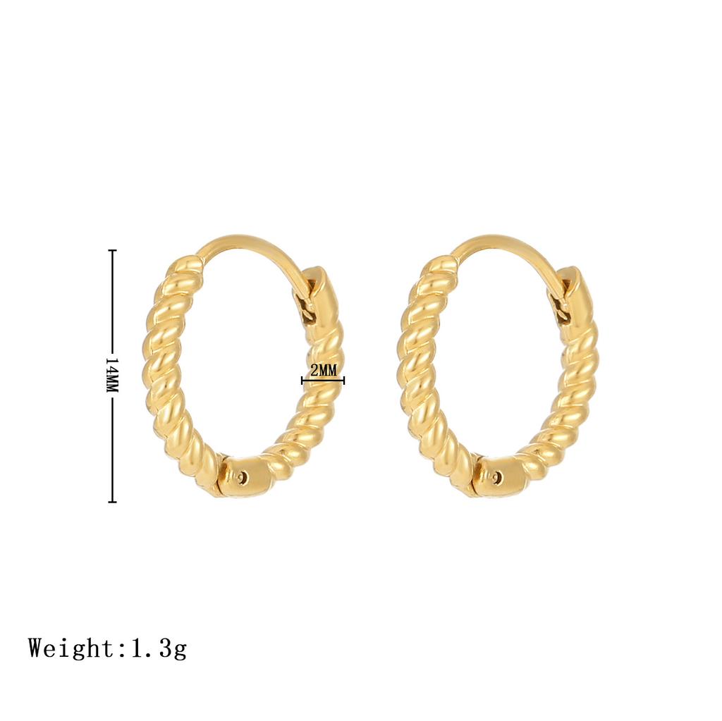 Stylish and Personalized Twist Woven Stainless Steel Round Earrings Simple and Exquisite Stud Earrings