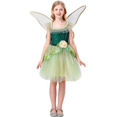 120150C vestido de princesa de malla de hada de las flores para niños disfraz de elfo de actuación